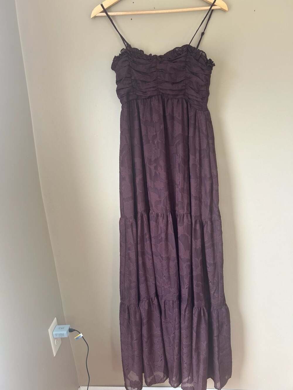 Altar'd State Clairinz F231 Chocolate Tiered Maxi Dress - Picture 2 of 8